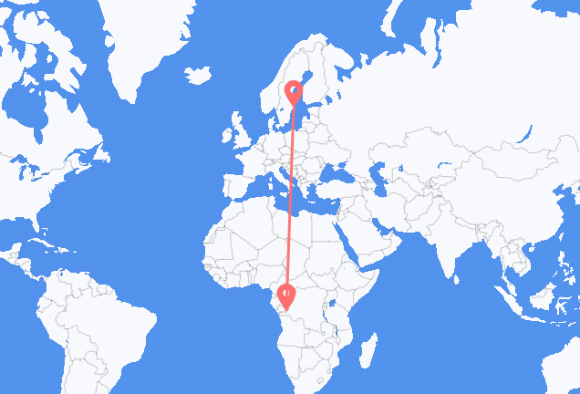 Flyg från Brazzaville till Stockholm