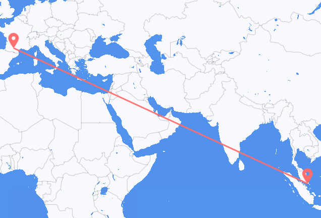 싱가포르 출발, 툴루즈 도착 항공편