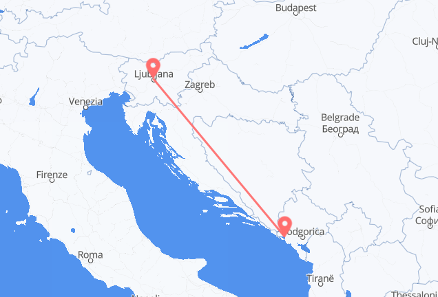 Flyg från Ljubljana till Tivat