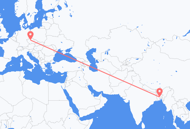 Flyrejser fra Dhaka til Prag