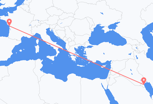 Flyreiser fra Kuwait, til La Rochelle