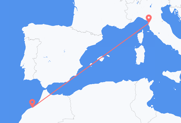 Flyreiser fra Casablanca, til Pisa