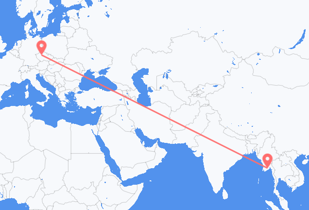 Flyreiser fra Yangon, til Praha