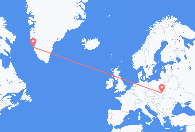 Vluchten van Nuuk naar Rzeszow