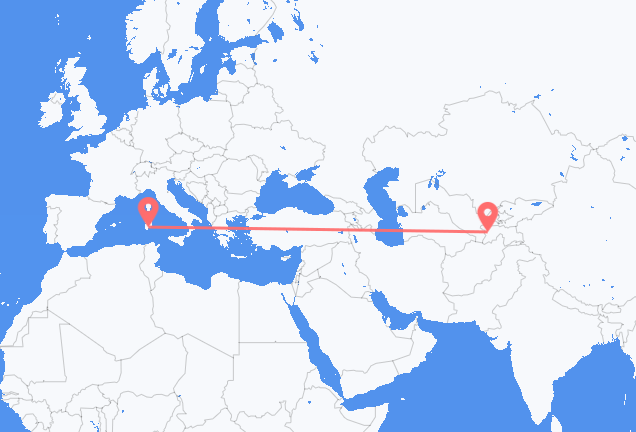 Flyrejser fra Dusjanbe til Cagliari
