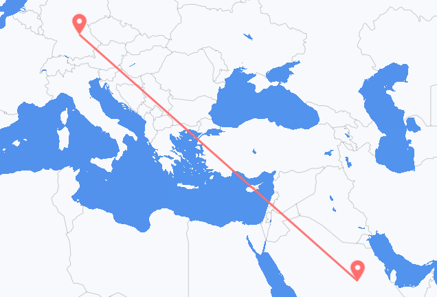 Vluchten van Riyad naar Neurenberg