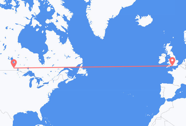 캐나다 위니펙에서 출발해 영국 본머스로(으)로 가는 항공편