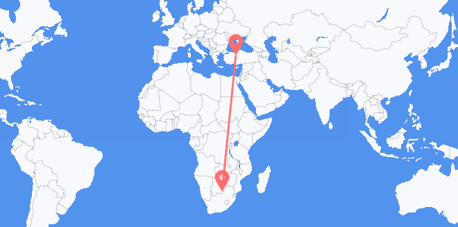 Vluchten van Botswana naar Turkije