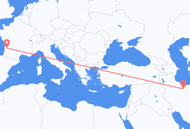 Flüge von Teheran, nach Bordeaux