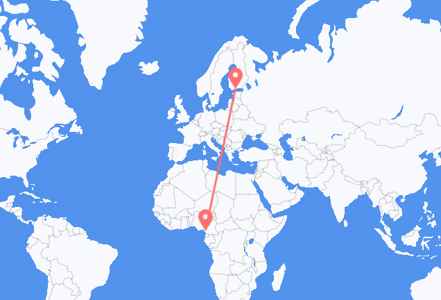 Flyg från Douala till Helsingfors