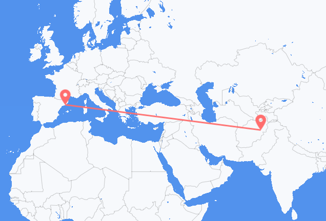 Flüge von Kabul, nach Barcelona