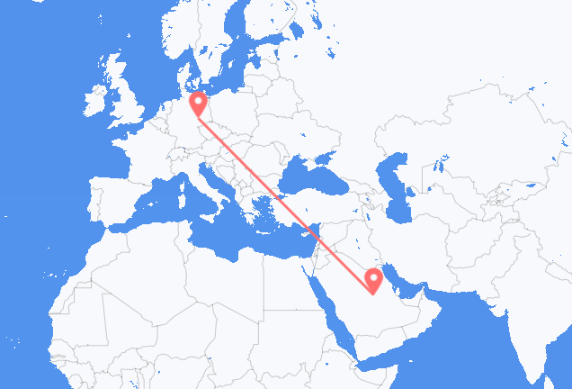 Vluchten van Riyad naar Leipzig