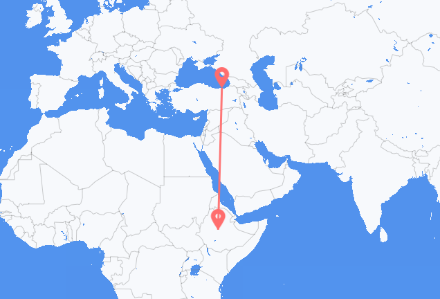 Vluchten van Addis Abeba naar Trabzon