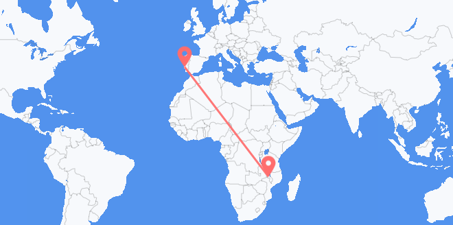 Flyreiser fra Malawi til Portugal