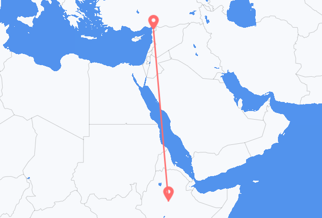 Vluchten van Addis Abeba naar Hatay (provincie)