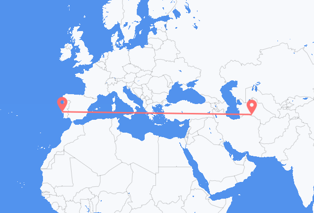 Flyrejser fra Asjkhabad til Lissabon