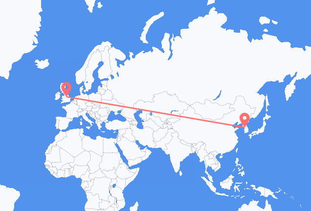 Vluchten van Seoel, Zuid-Korea naar Nottingham, Engeland