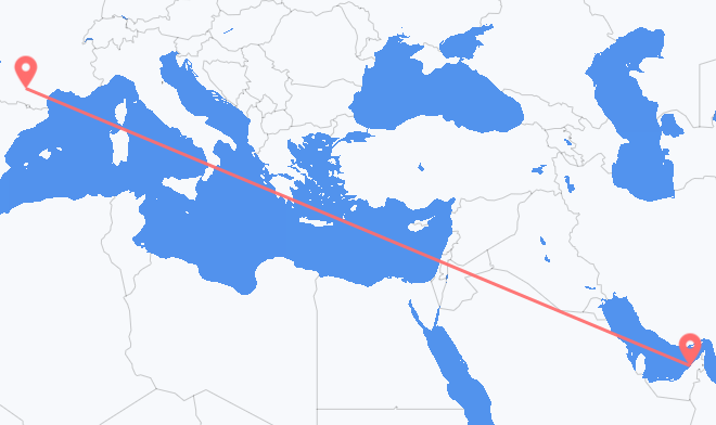 두바이 출발, 툴루즈 도착 항공편