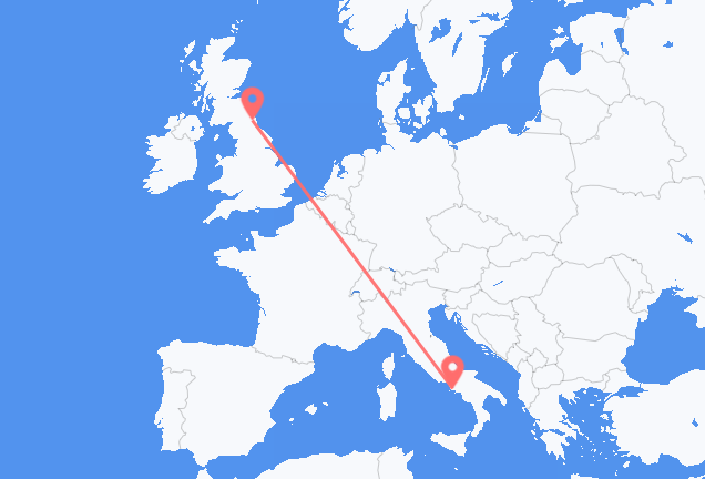 Vluchten van Newcastle upon Tyne naar Napels