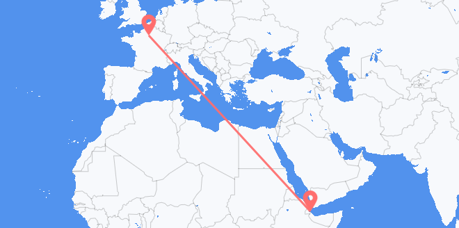 Flyg från Djibouti till Frankrike