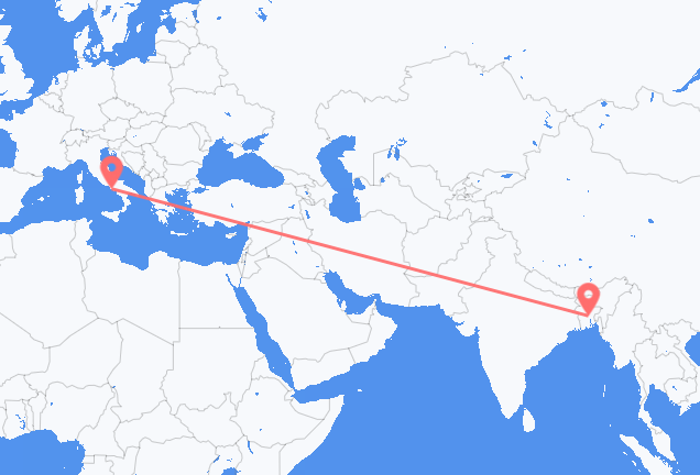 Flyrejser fra Dhaka til Napoli