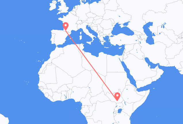 Flyreiser fra Juba, til Lourdes