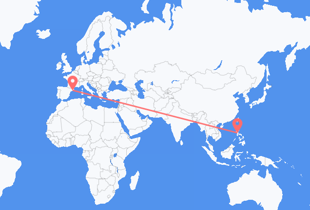 Flyreiser fra Manila, til Barcelona