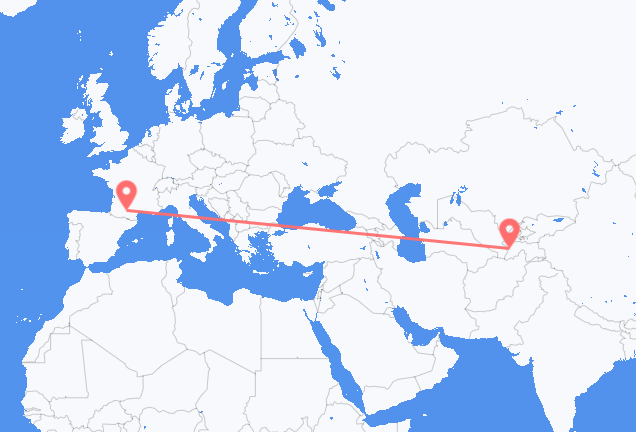 Flyrejser fra Dusjanbe til Toulouse