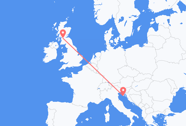Vluchten van Glasgow naar Pula