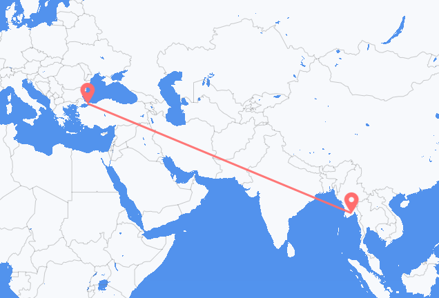 Flyreiser fra Yangon, til Istanbul