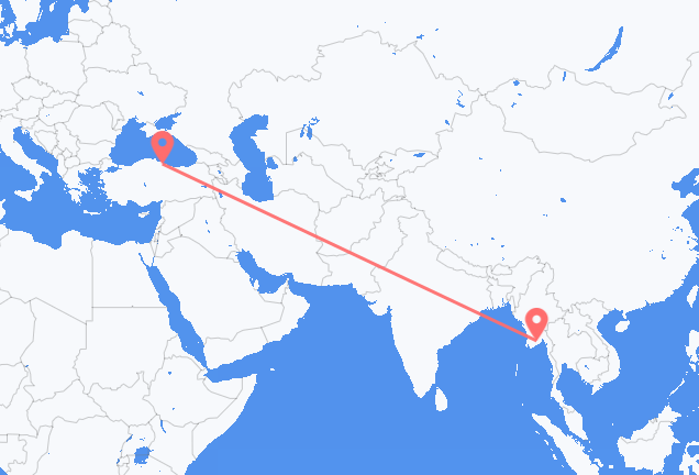 Flyreiser fra Yangon, til Samsun