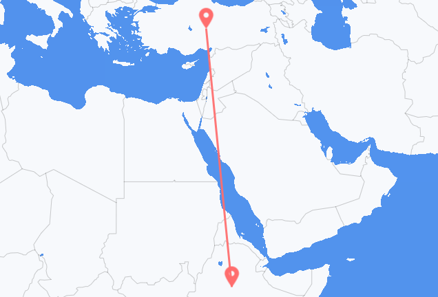 Vluchten van Addis Abeba naar Kayseri