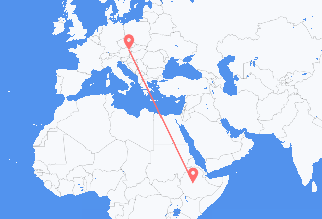 Vluchten van Addis Abeba naar Wenen