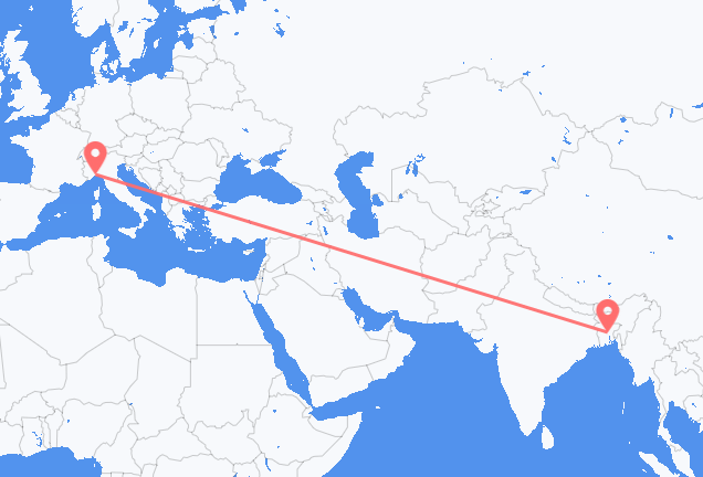 Flyrejser fra Dhaka til Genova