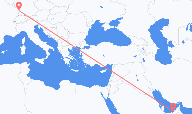 Vluchten van Abu Dhabi naar Straatsburg