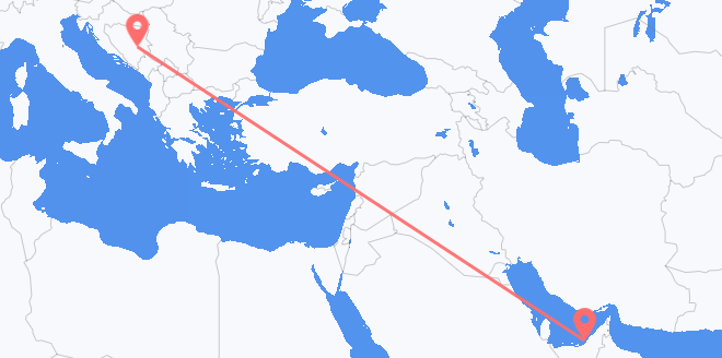 Lennot Yhdistyneistä arabiemiirikunnista Bosniaan ja Hertsegovinaan