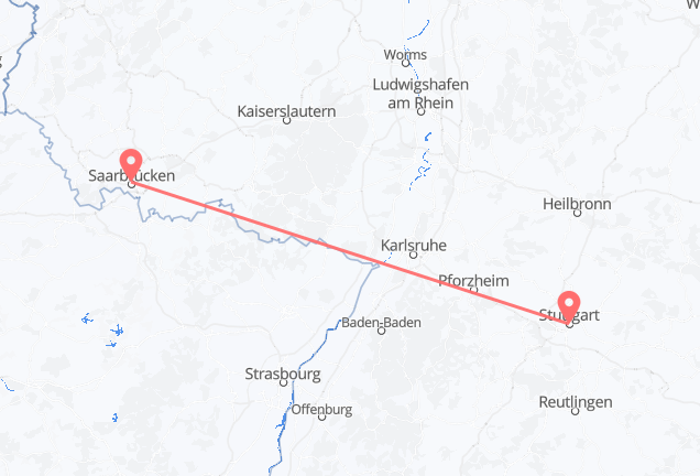 Flyrejser fra Stuttgart, Tyskland til Saarbrücken, Tyskland