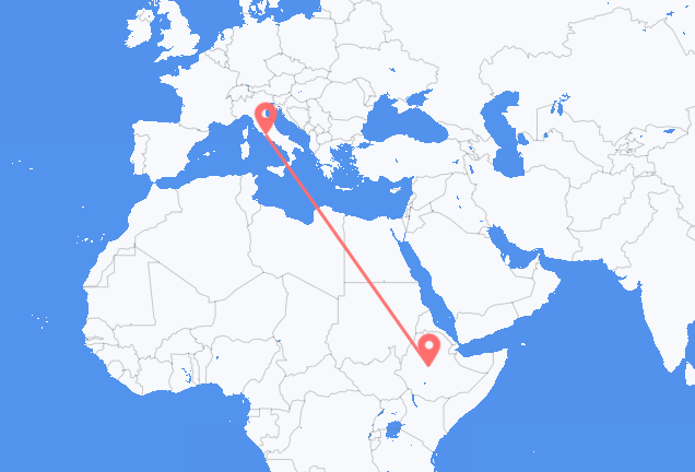 Vluchten van Addis Abeba naar Rome