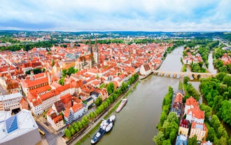 Photo of scenic summer view of the Old Town architecture with Elbe river embankment in Dresden, Saxony, Germany.