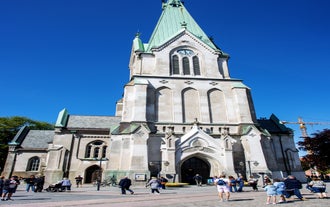 Photo of aerial view of the city of Larvik in Norway.