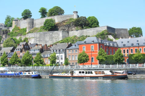 Photo of historic Namur with citadel and river Meuse in Wallonia, Belgium.