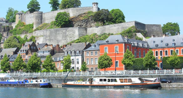 Photo of historic Namur with citadel and river Meuse in Wallonia, Belgium.
