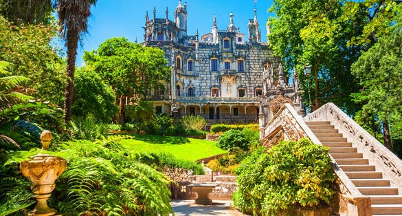 Photo of Regaleira Palace or Quinta da Regaleira is a gothic quinta located in Sintra town, Portugal.