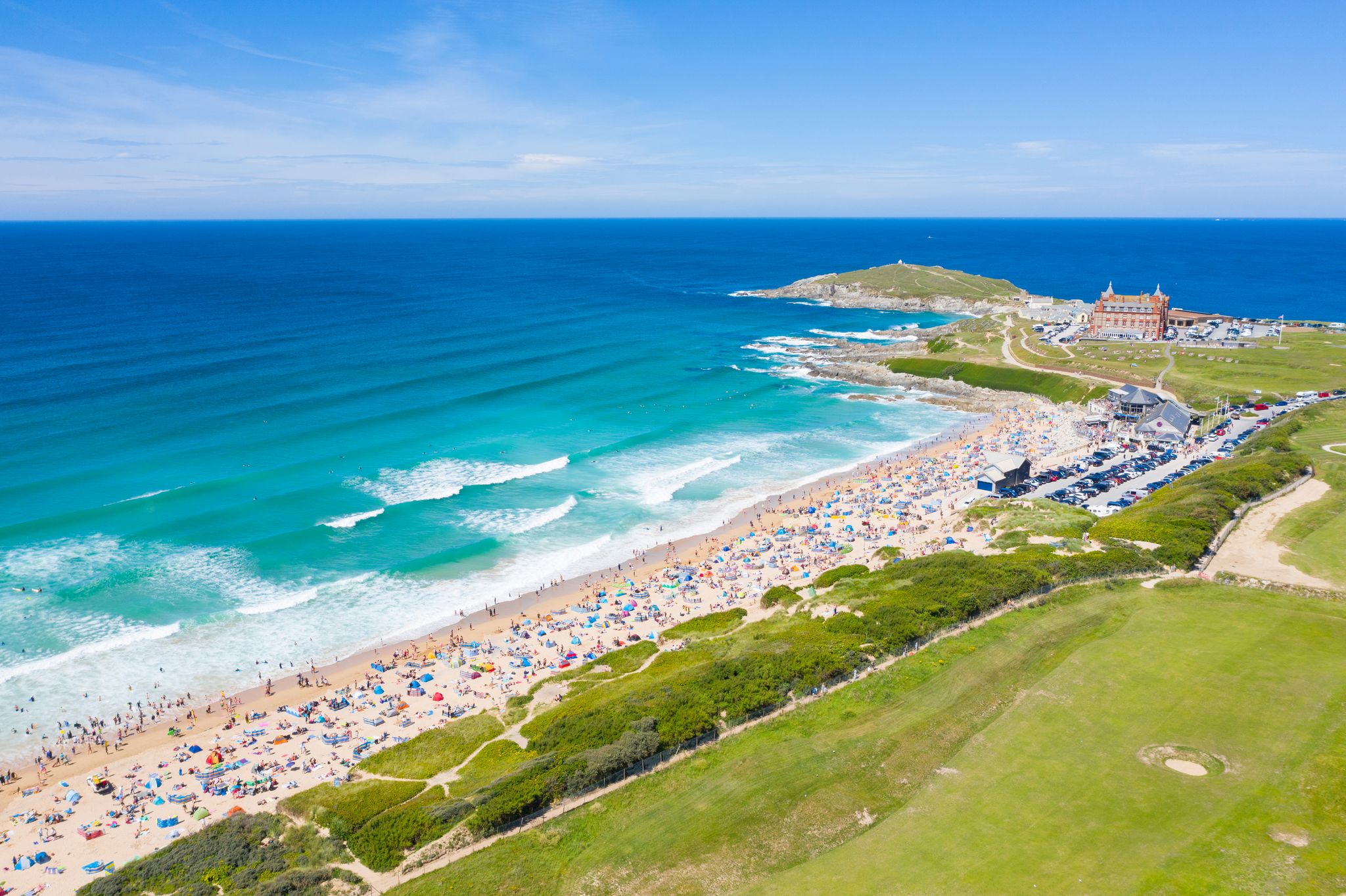 Photo of aerial Photograph of Fistral Beach, Newquay, Cornwall, England.