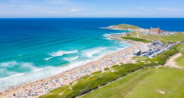 Photo of aerial Photograph of Fistral Beach, Newquay, Cornwall, England.