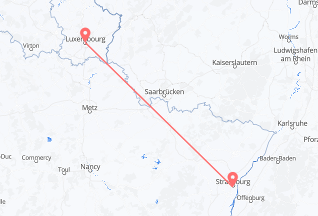 Straßburg nach Luxemburg
