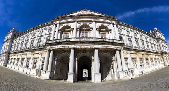 Photo of Panoramic view of the beautiful Ajuda palace located in Lisbon, Portugal.