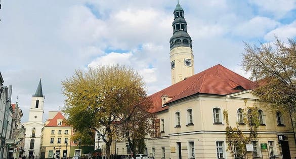 Photo of market square Zielona Góra , Poland.
