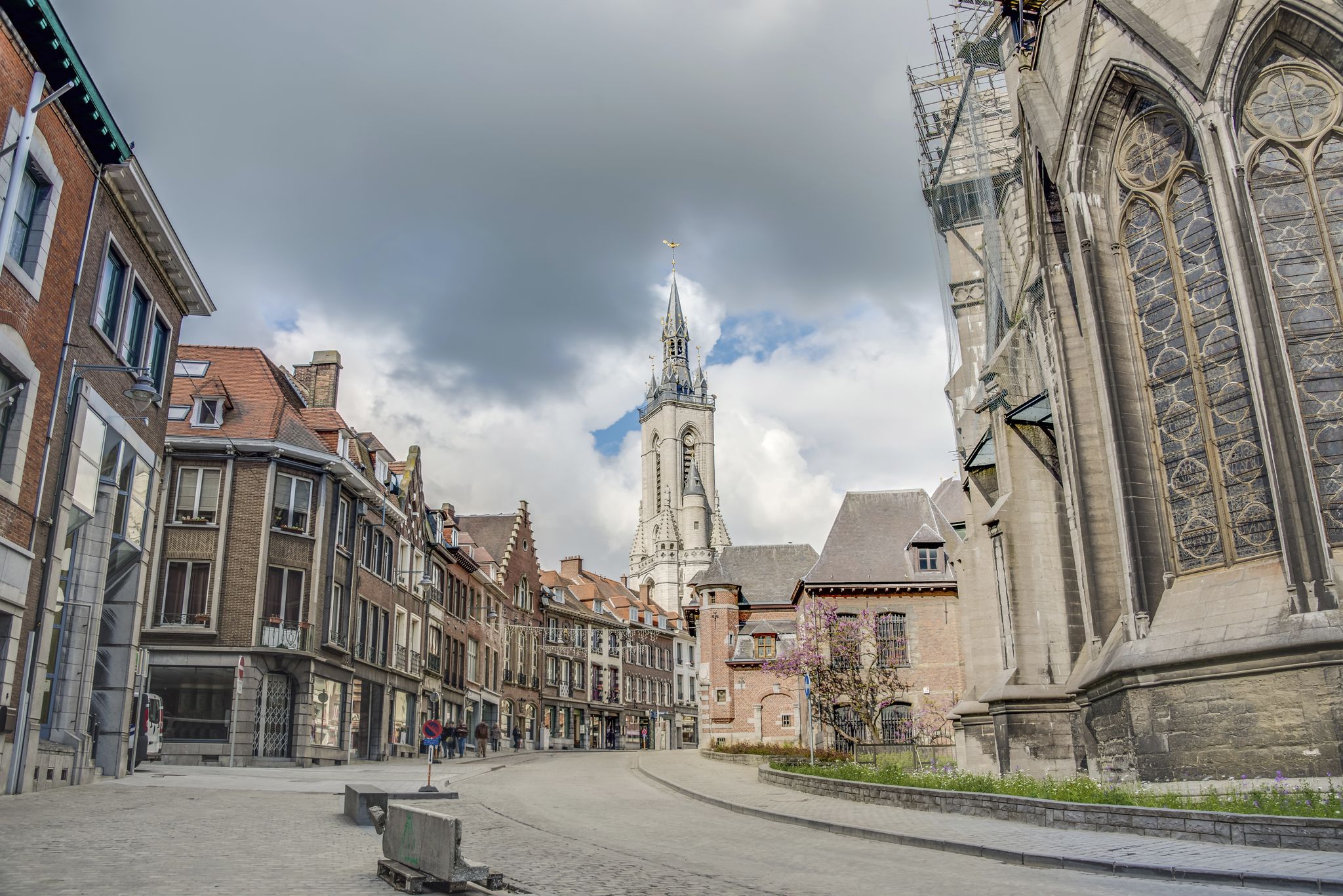 Photo of the oldest belfry in Belgium, a freestanding bell tower of medieval origin, 72 metres in height with a 256-step stairway in Tournai.