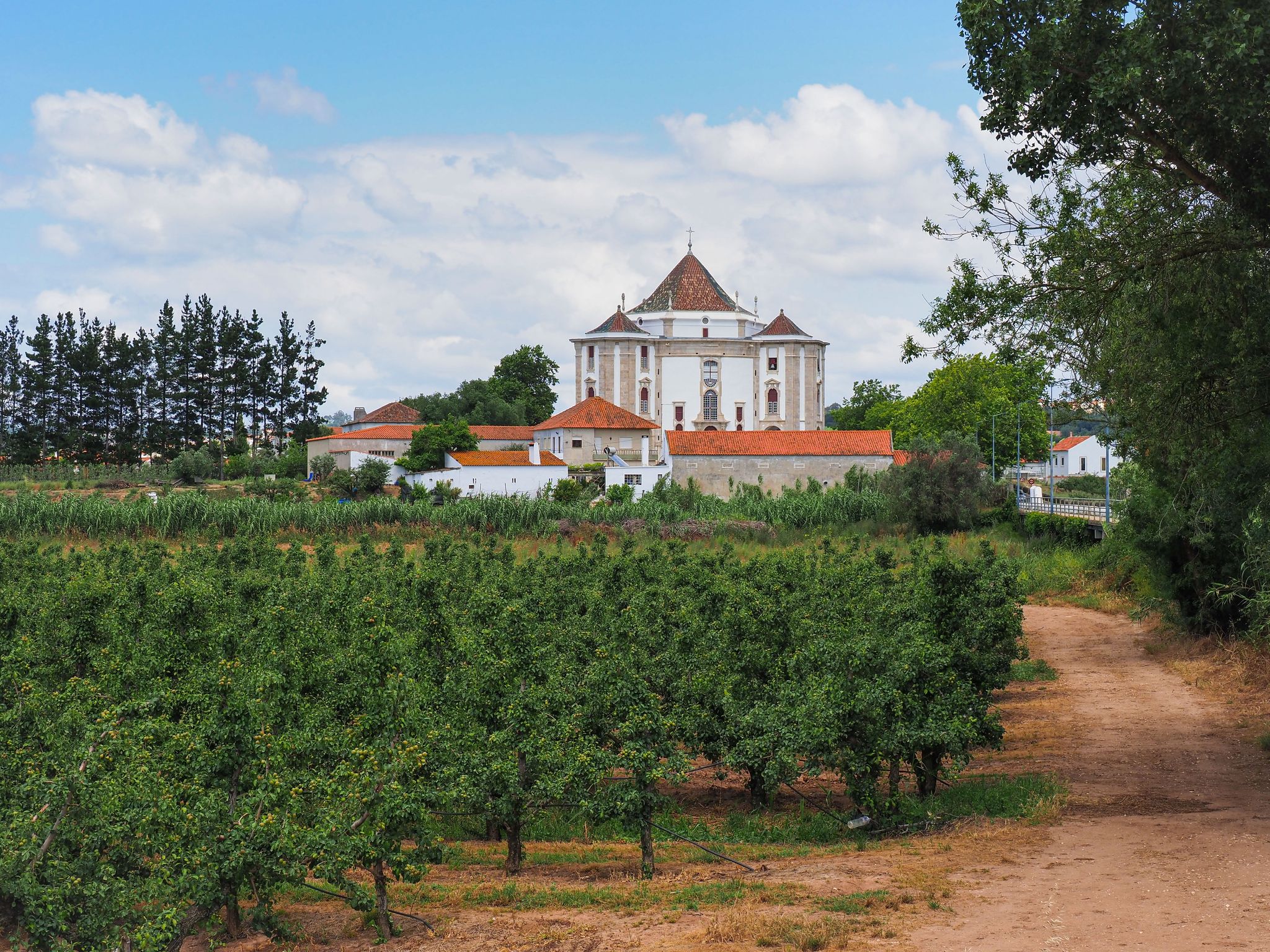 The Sanctuary or Santuário do Senhor Jesus da Pedra. Beautiful Catholic church, exemplary religious architecture, Baroque style temple in Obidos, district of Leiria, in Portugal.